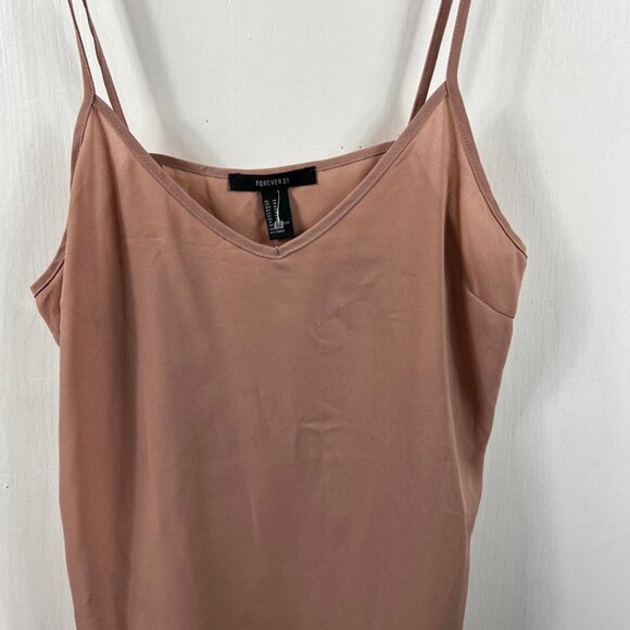 Forever 21 Rose Pink V-Neck Spaghetti Strap Tank Top Medium | Semi Sheer - Picture 2 of 6